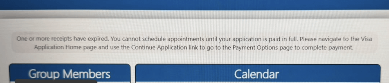 usvisascheduling One or more receipts have expired when rescheduling